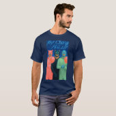 Mannen met ballonnen wekken argwaan t-shirt (Voorkant volledig)