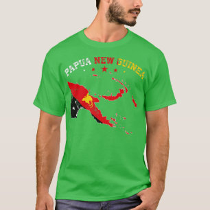 Mannen met de vlag van Papoea-Nieuw-Guinea, vrouwe T-shirt