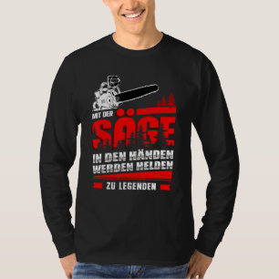 Mannen met de zaag in je handen helden worden lege t-shirt