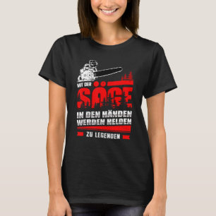 Mannen met de zaag in je handen helden worden lege t-shirt