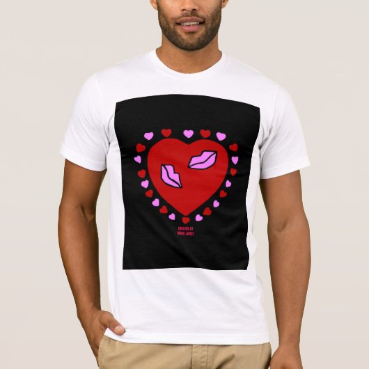 Mannen met een liefdevol hart Kisses Basic White T T-shirt (Voorkant)