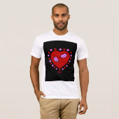 Mannen met een liefdevol hart Kisses Basic White T T-shirt (Voorkant volledig)