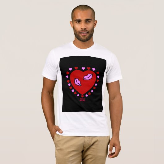 Mannen met een liefdevol hart Kisses Basic White T T-shirt (Voorkant volledig)