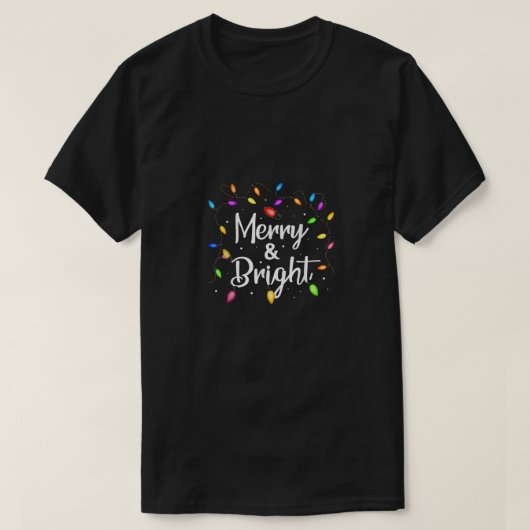 Mannen met fijne kerst en lichte kerstlampjes t-shirt (Design voorkant)