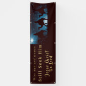 Mannen met kerstbanners en vrouwen die hem zoeken spandoek (Verticaal)