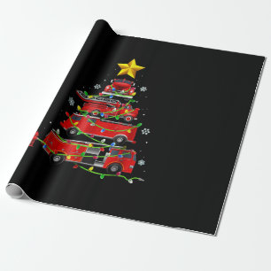 Mannen met kerstbomen voor brandweer vrouwen cadeaupapier
