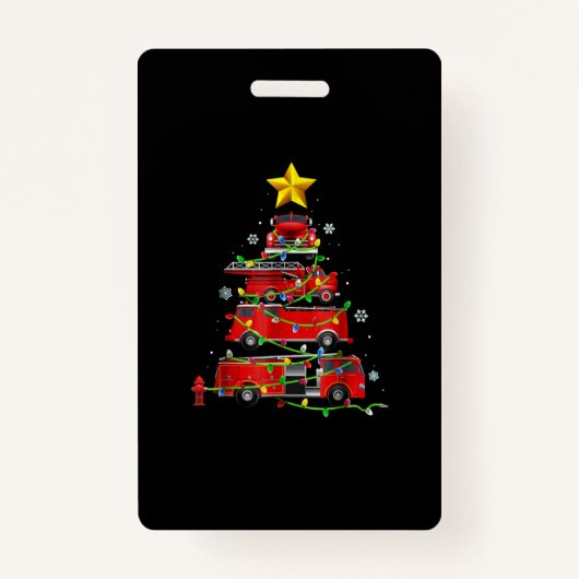 Mannen met kerstbomen voor brandweerlieden badge (Voorkant)