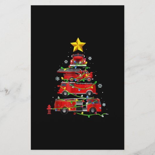 Mannen met kerstbomen voor brandweerlieden briefpapier (Voorkant)