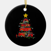 Mannen met kerstbomen voor brandweerlieden keramisch ornament (Voorkant)