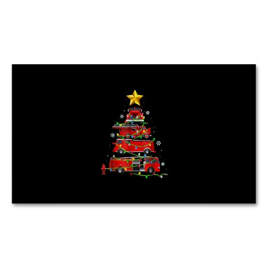 Mannen met kerstbomen voor brandweerlieden magnetisch visitekaartje (Voorkant)