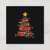 Mannen met kerstbomen voor brandweerlieden vierkante visitekaartje (Voorkant)