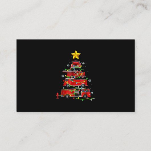Mannen met kerstbomen voor brandweerlieden visitekaartje (Voorkant)