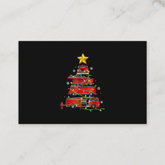 Mannen met kerstbomen voor brandweerlieden visitekaartje (Voorkant)