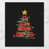 Mannen met kerstbomen voor brandweerlieden wijn etiket (Enkel label)