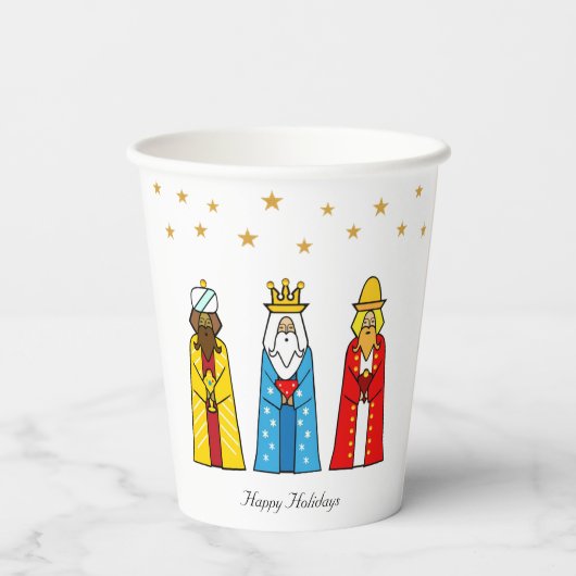 Mannen met kerstmis en gouden sterren Confetti Papieren Bekers (Achterkant)