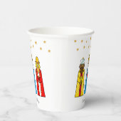 Mannen met kerstmis en gouden sterren Confetti Papieren Bekers (Rechts)