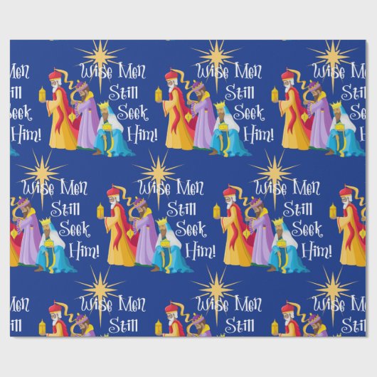 Mannen met kerstmis Religie Cadeaupapier (Vlak)