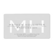 Mannen met monogram, grijs zakelijk etiket (Voorkant)