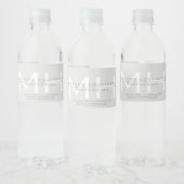 Mannen met monogram, grijs zakelijk waterfles etiket (Flessen)