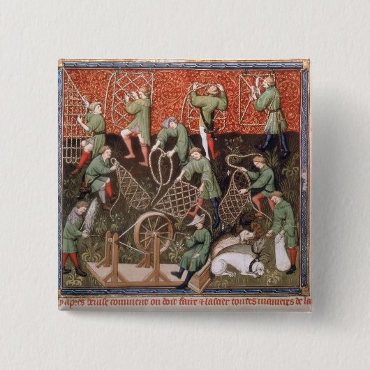 Mannen met netten vierkante button 5,1 cm (Voorkant)