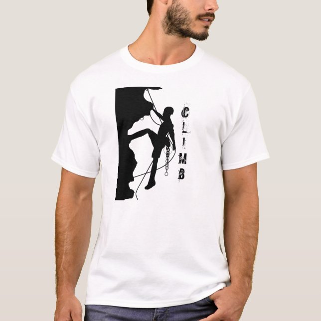Mannen met rotsklimmende Silhouette Basic T-Shirt (Voorkant)