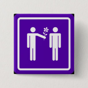 "Mannen met ventilator"-Button Vierkante Button 5,1 Cm