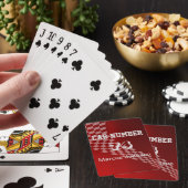 Mannen  metaalrode racevlag pokerkaarten (Insitu)