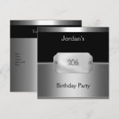 Mannen Metal Black Silver 30th Birthday Party Kaart (Voorkant / Achterkant)