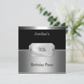 Mannen Metal Black Silver 30th Birthday Party Kaart (Staand voorkant)