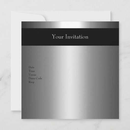 Mannen Metal Black Silver 30th Birthday Party Kaart (Achterkant)