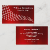 Mannen Metallic Red White Racing Vlag Visitekaartj Visitekaartje (Voorkant / Achterkant)