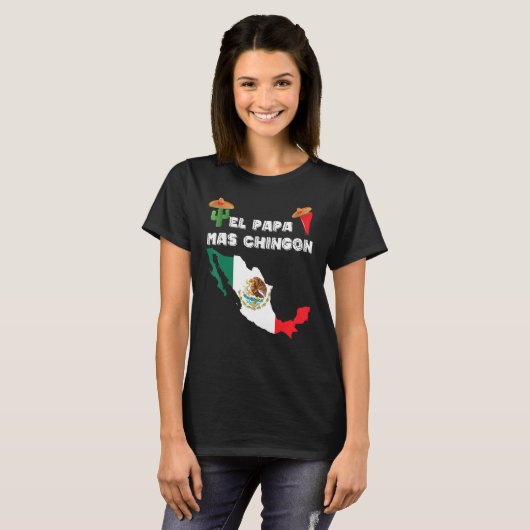 Mannen Mexicaanse vlag Sombrero Jalapeno El Papa T-shirt (Voorkant volledig)