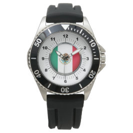 Mannen Mexico Flag Protector Zwart bandhorloge Horloge