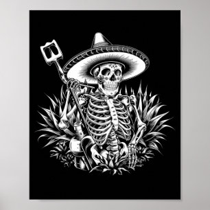 Mannen Mexico Vintage Skelet Dia De Los Muertos Poster