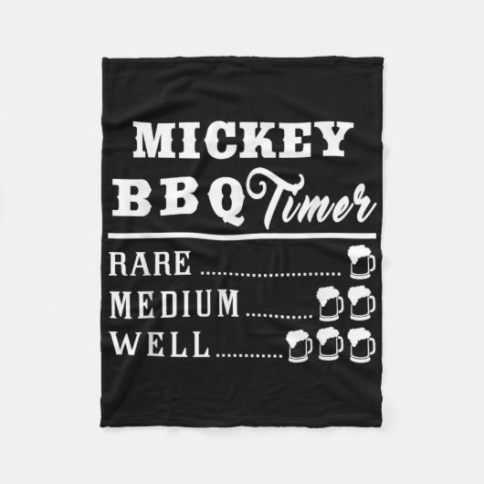 Mannen Mickey BBQ Timer Bier Drink Grappig Grillen Fleece Deken (Voorkant)