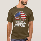 Mannen Mijn favoriete Baseball Player roept me Paw T-shirt (Voorkant)
