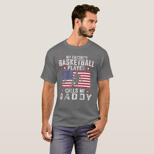 Mannen Mijn favoriete Basketbalspeler noemt me pap T-shirt (Voorkant volledig)