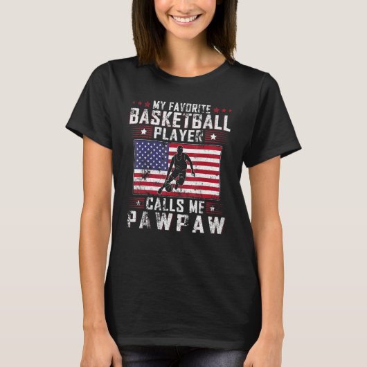 Mannen Mijn favoriete Basketbalspeler roept me Paw T-shirt (Voorkant)