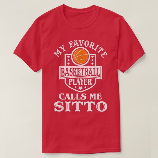Mannen Mijn favoriete Basketbalspeler roept me Sit T-shirt (Design voorkant)