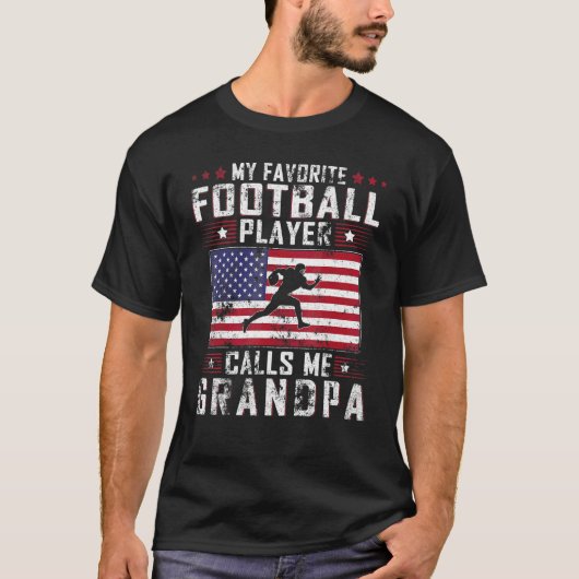 Mannen Mijn favoriete Football Player roept me op T-shirt (Voorkant)