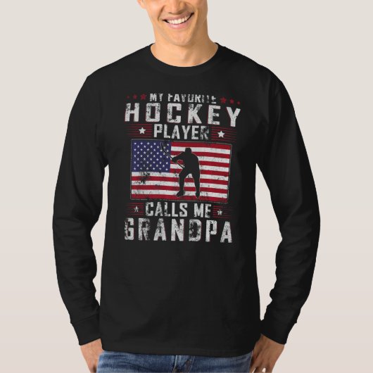 Mannen Mijn favoriete Hockey Player roept me opa F T-shirt (Voorkant)