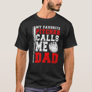 Mannen mijn favoriete Pitcher noemt me pap Softbal T-shirt