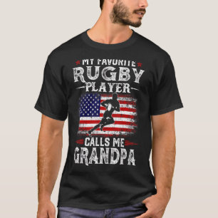 Mannen Mijn favoriete rugbyspeler noemt me opa USA T-shirt