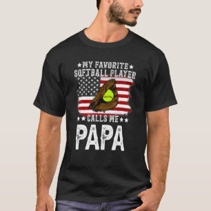 Mannen Mijn favoriete speler noemt me Papa Softbal T-shirt