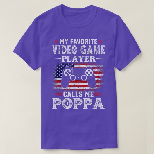 Mannen Mijn favoriete videospelspeler roept me opp T-shirt (Design voorkant)