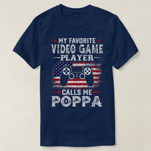 Mannen Mijn favoriete videospelspeler roept me opp T-shirt (Design voorkant)