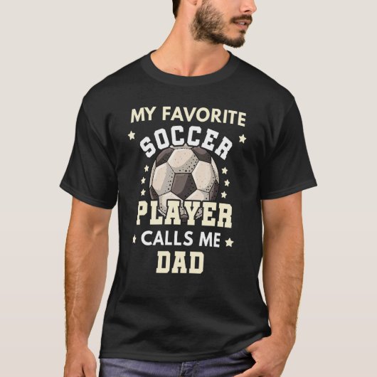 Mannen Mijn favoriete voetballer roept me Pap Voet T-shirt (Voorkant)