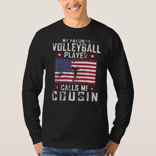 Mannen Mijn favoriete Volleybalspeler roept me nee T-shirt (Voorkant)