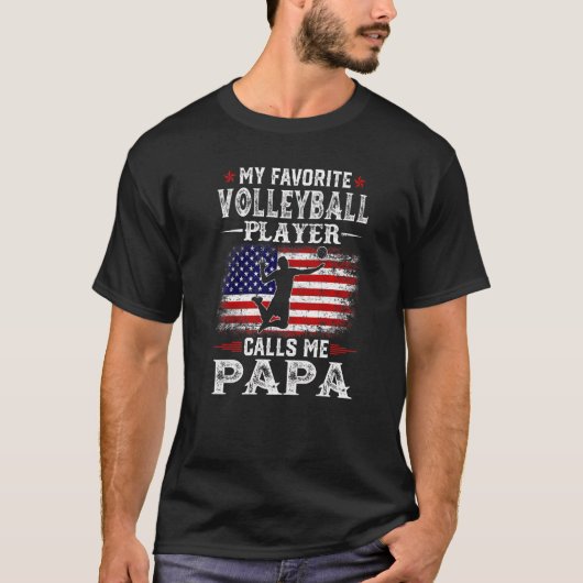 Mannen Mijn favoriete Volleybalspeler roept me Pap T-shirt (Voorkant)