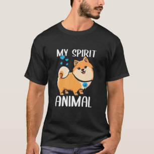 Mannen mijn Spirit Animal Pomeranian Dog Ik hou va T-shirt